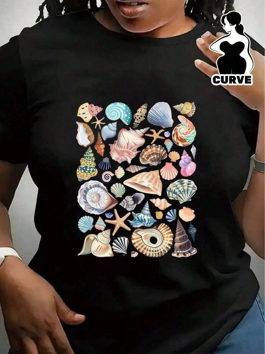 Unisex Size. Women's Plus Size Summer Cotton T-Shirt. 1PC Women's Casual Butterfly Graphic Round Neck Short Sleeve T-Shirt Knitted Fabric Regular Length Top Slight Stretch T-Shirts Sweat-Absorbent Material, Soft And Skin-Friendly. - 黑色 4 - 查看 1