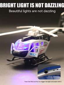Alloy Die-Cast Military Helicopter Toy With Lights & Sounds, Rotating Propeller, Suitable For Children 3+ Years Old - Multicolor - View 3