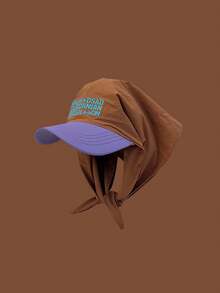 1pc Women's Street Fashion Color Block Headscarf Hat, Korean Lightweight Casual Baseball Cap, Versatile Triangular Scarf, Suitable For Spring/Summer,Beach,Travel - A - View 6