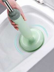 1 pieza Limpiador de desagüe de alta presión, Ventosa para inodoro, Herramienta de desatasco de tuberías para el hogar, cocina y baño - Verde - Ver 6
