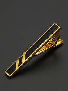 1pc Minimalist Brass Rectangular Enamel Tie Clip, Everyday Wear For Men - Geometry - View 9