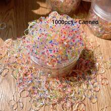 3000/1500/100pcs Transparent/Macaron/Multi-Color Polka Dot Small Elastic Hair Ties, Small Disposable Rubber Bands, Home, Hair Accessories - Clear - View 6