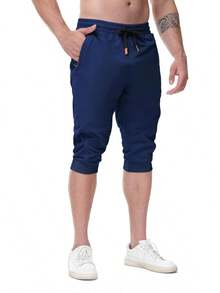 Men's Casual 3/4 Jogger Pants For Gym Training And Workouts - 海軍 - 查看 9