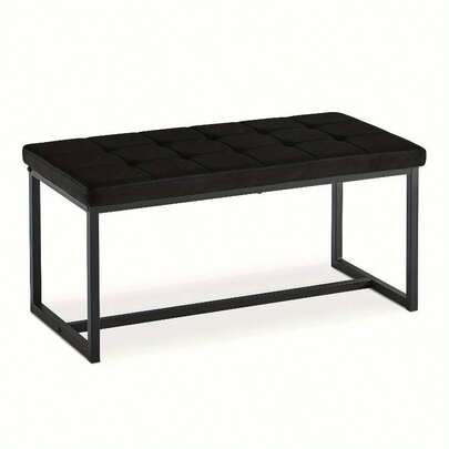 Upholstered Dining Bench, 100cm Long Velvet Thick Padded Seat Hallway Bench With Metal Legs, Dining Room Bench For Entryway Living Room Bedroom