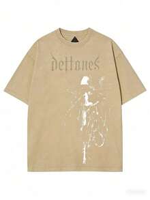 Retro Limited Edition Retro Sub-Tone T-Shirt, Rock Band Heavy Metal Neutral Cotton Pattern Washed TeeGothic Punk Grunge Emo Y2K Clothes, Rock Music Merch.2025 - 杏色 - 查看 12