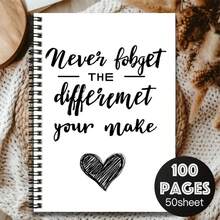1pc Inspirational "Never Forget The Difference You Make" Spiral Notebook, 100 Pages High Capacity, 50 Sheets. Suitable For Work Records, Study Notes, School Daily Use. Whether As A Graduation Gift, Birthday Present, Diary Writing, Or Daily Planning, It Is An Excellent Gift Choice. - E - View 7