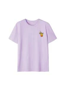 Women's Summer Cocktail & Slogan Graphic Round Neck Short Sleeve T-Shirt, Casual Loose Versatile Vacation Style Top, Fashionable Summer Daily & Holiday Wear - Mauve Purple - View 5