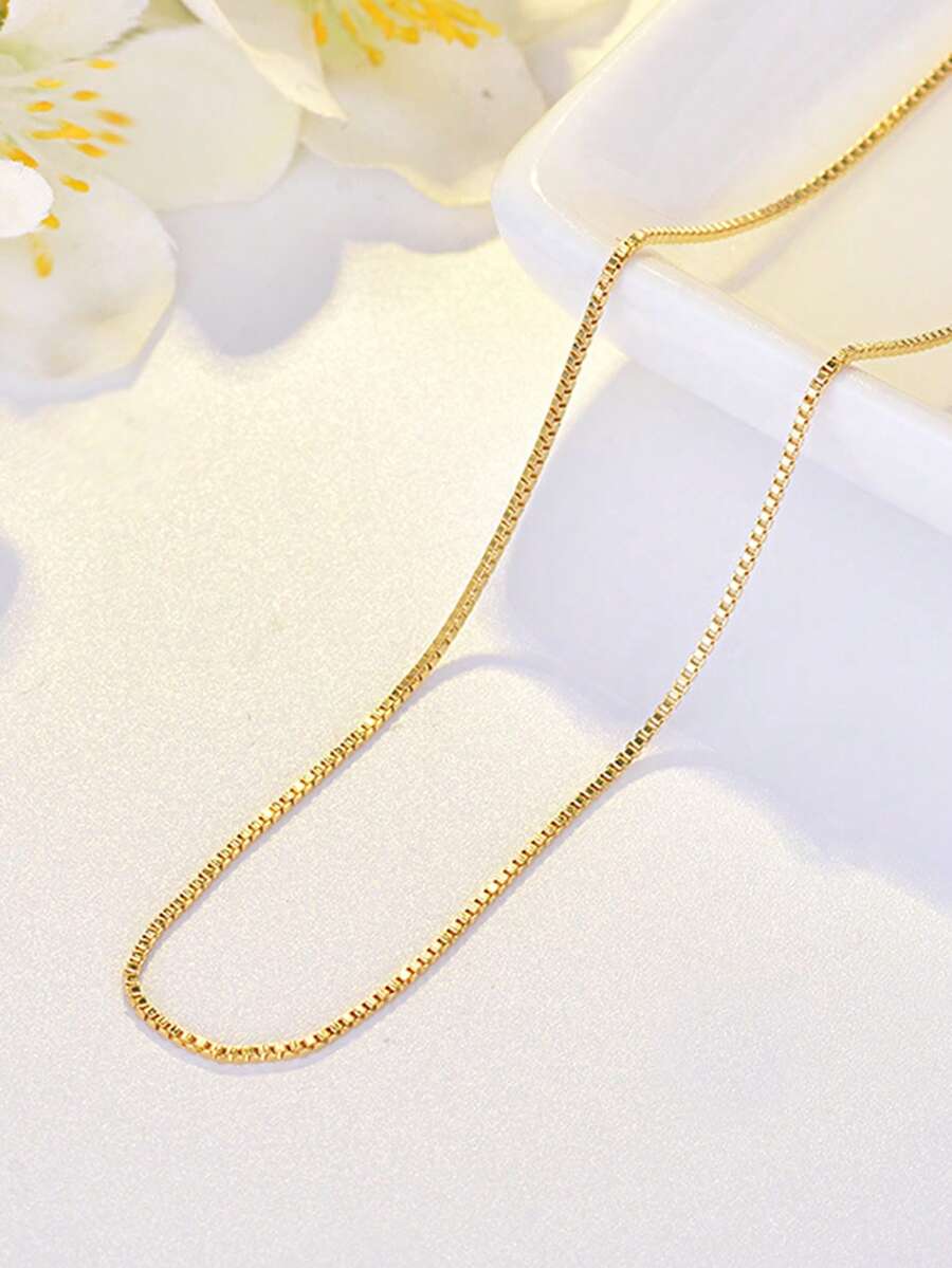 Dây chuyền bạc 925, mặt dây mạ vàng, thiết kế dây hộp cổ điển với khóa lò xo được nâng cấp, nhiều kích cỡ từ 18-24 inch, phù hợp để kết hợp với mặt dây chuyền tạo phong cách cá nhân, quà tặng cho nam và nữ.