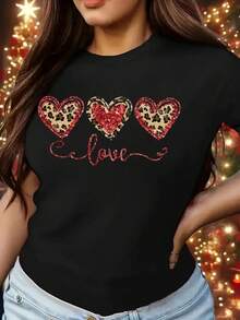 Women's Heart Print Tank Top - Black - View 1