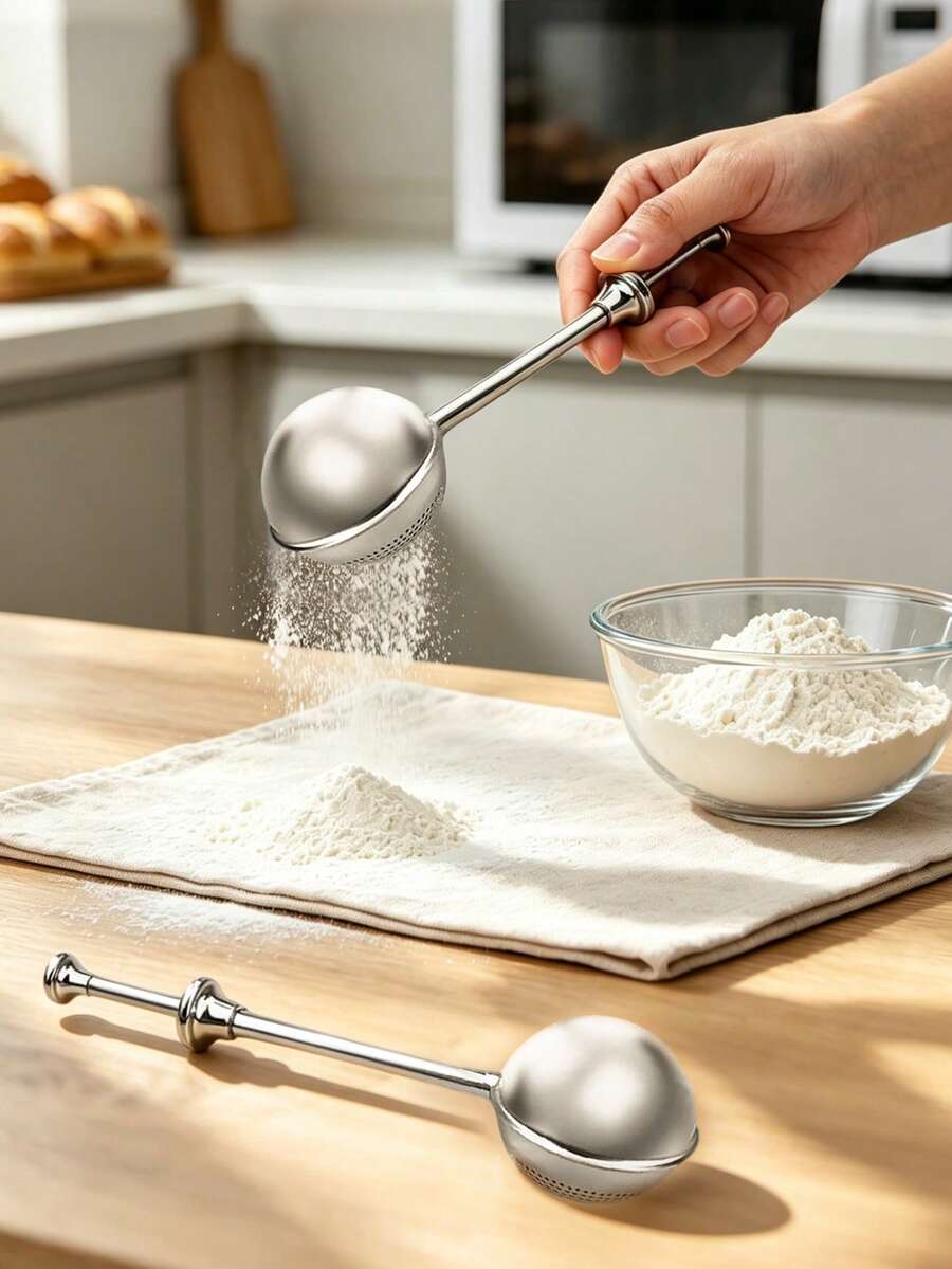 304 Stainless Steel 80 Mesh Fine Flour Sieve, One-Handed Operation Easy To Clean, Suitable For Cake Decoration Baking, 3 Cup Capacity With Storage Lid - Multicolor - View 1