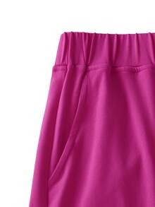 Plus Size Women 2pcs Set Solid Color Camisole And Shorts Elegant Summer - Hot Pink - View 4