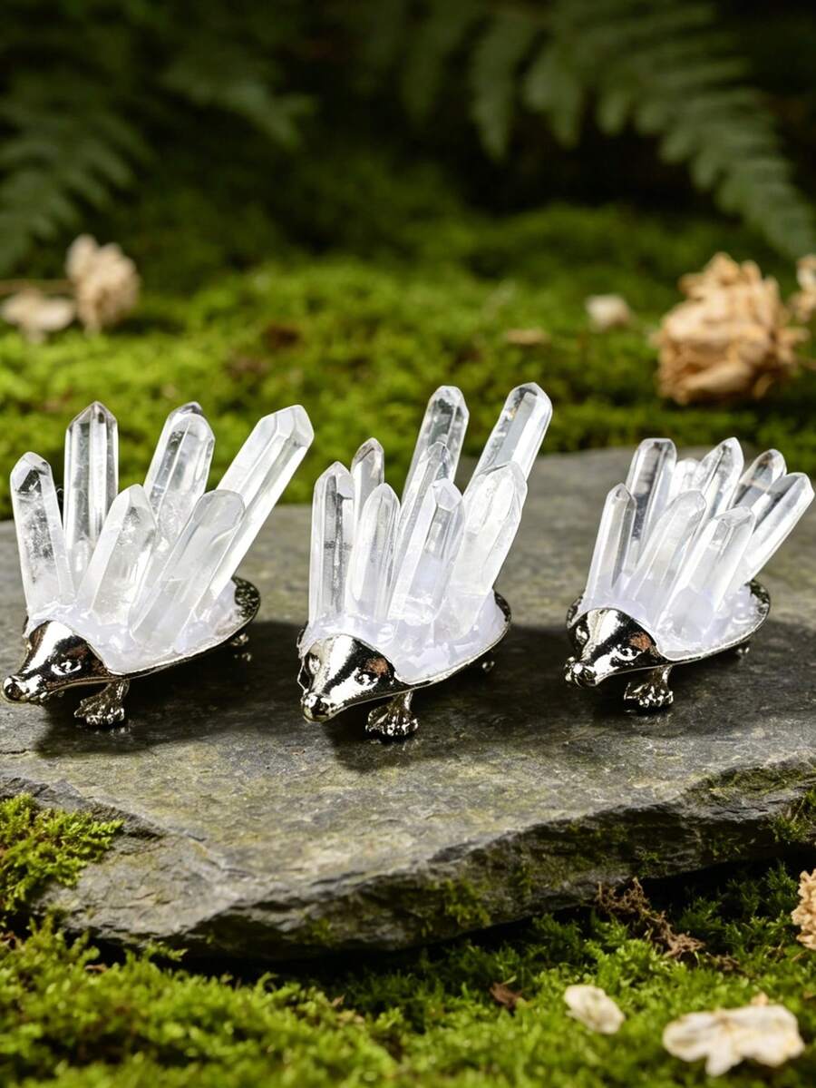 1个天然透明水晶刺猬摆件，家居/桌面疗愈水晶饰品，礼品
