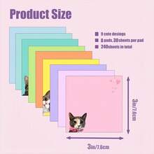1/4/8 Sets Notas Adhesivas con Forma de Gato Negro Lindo, Adecuadas para Escritorio de Oficina, Bloc de Notas Autoadhesivos, Cuadernos Cuadrados con Patrones de Gato, Adecuados para Útiles Escolares, Regalos para Amantes de los Gatos, Regalos para Maestros, Decoración de Tablero de Anuncios con Tema de Gatos - Unitalla - Ver 2