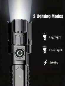 1 pieza/2 piezas Linterna LED recargable ultra brillante, linterna de mano compacta con zoom, adecuada para camping al aire libre, pesca, caza, senderismo, exploración y situaciones de emergencia, batería integrada - Estrella - Ver 5