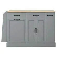 Modern Sideboard With Various Drawers, Buffet Cabinet With Waste Bin Compartment And External Spice Rack For Dining Room, Living Room And Kitchen (Grey) - Grey - View 6