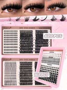 FQBFQB 600/160片D型卷翘蓬松假睫毛，仙女睫毛，下睫毛，尖刺下睫毛，80D 100D，大容量睫毛套装，适合各种妆容，持久浓密假睫毛，女士礼物，尖刺睫毛，尖刺下睫毛，打造3D立体眼妆，适合居家、旅行、日常通勤、派对、婚礼新娘妆等场合。 - D - 查看 2