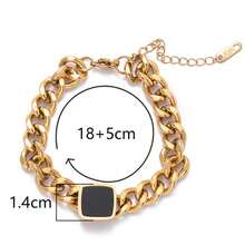 1件复古时尚钛钢手链，男女皆宜，适合日常和派对佩戴，防水防褪色 - 方形 - 查看 6