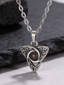 1 pieza Collar colgante de acero inoxidable con turquesa estilo gótico retro para hombres, regalo del Día del Padre - Multicolor - Ver 7