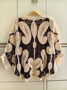 Lace Kimono - Dark Brown - View 3