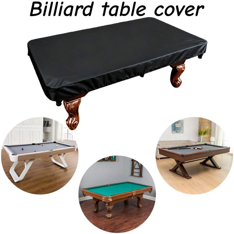 1pc Billiard Table Cover - Available In 3 Sizes (Black), Foldable And Storable, Made Of High-Quality 300D Oxford Fabric, Durable And Sturdy, Bottom Drawstring For Adjustable Size; Made Of Premium Fabric, Soft And Durable, Dustproof And Waterproof, Easily Resists Dust, Oil And Daily Wear, Suitable For Billiard Table, Large Billiard Table, American Billiard Table, Snooker Table, 8ft Billiard Table (Cover Only)