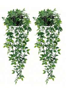 Cây giả treo tường (1/2 chậu), thích hợp trang trí trong nhà, ngoài trời, trên kệ phòng khách, trang trí nhà cửa, trang trí phòng, trang trí sân vườn, trang trí tường (Không bao gồm chậu). - màu xanh lá - Xem 13