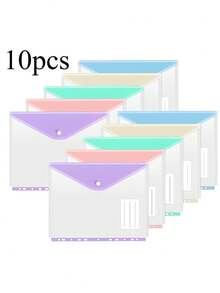 10pcs A4 Size High Capacity Binder Folders, With 11-Hole Loose Leaf Rings, Made Of Modern PP Material, Expandable Button And Label Pocket, Suitable For School, Home, Office, Attendance, Travel - Portable Design, Back To School, Study Supplies - Sets - View 14