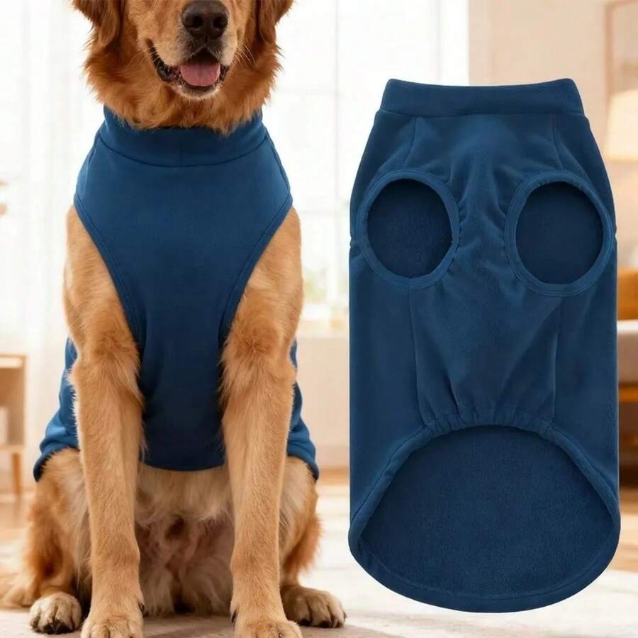 1 pieza Suéter para perro de unicolor acogedor, ropa para perro ligera y elástica de lavado de alfombra suave para perros pequeños, medianos y grandes - Verde - Ver 1