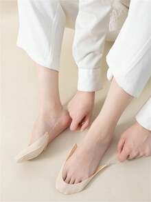 3 Pairs Women's Forefoot Invisible Thin Socks, Non-Slip Half-Toe Socks, Summer Silicone Anti-Slip Socks, Ice Silk Thin Breathable Invisible Socks, Suitable For High Heels, Sneakers, Flats And Sandals. Invisible Yet Beautiful, Highly Elastic Fit Any Foot Type, Essential For Travel And Daily Wear - Multicolor - View 12