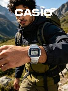 Casio Men's Quartz Watch, Stainless Steel Case And Strap, Green LED Backlight, Alarm, Hourly Time Signal, Auto Calendar A158WA-1 - one-size - View 5