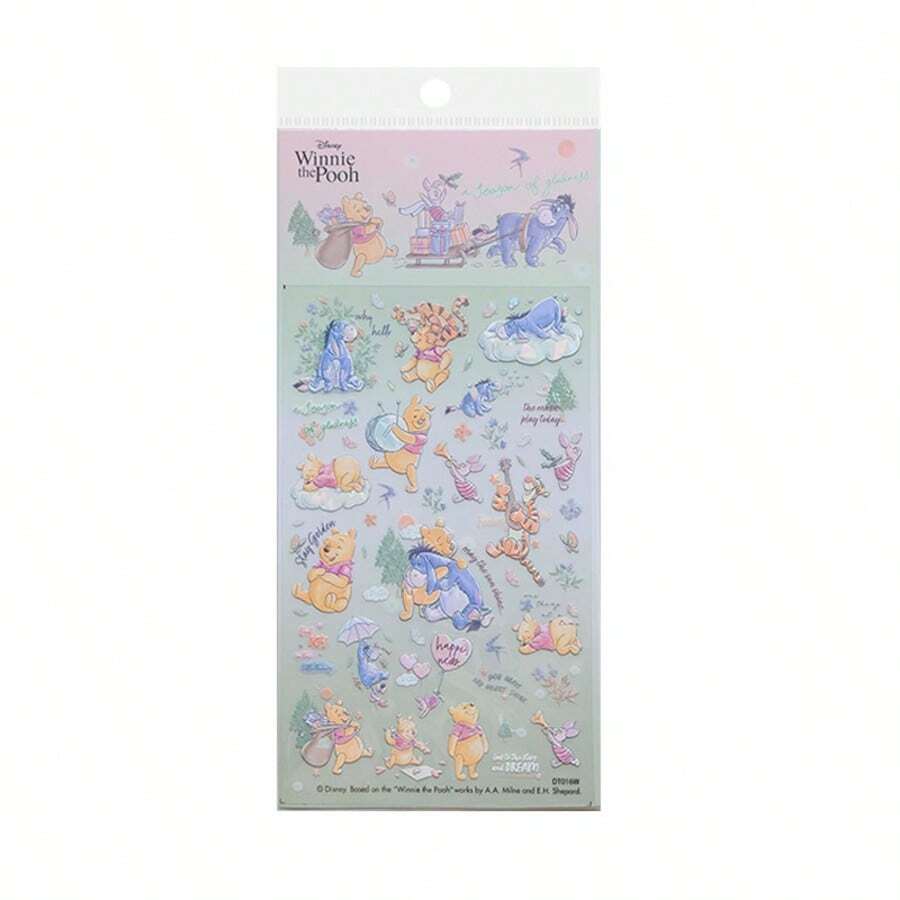 Hình dán hoạt hình Winnie the Pooh màu vàng dễ thương, chính hãng Disney, họa tiết dập nổi 3D, dùng được cho điện thoại, laptop, sổ tay, bình nước, đa năng. - Màu be - Xem 1