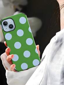 Una elegante funda para teléfono que no incluye cordón ni soporte. Funda de cuero para teléfono con diseño de lunares minimalistas y bonitos, 1 pieza, estampado de lunares blancos y negros, funda de cuero suave con impresión, estilo boho minimalista francés y moderno, compatible con/S24 Ultra, 17 Pro/16 Pro/12 Pro/13/14 Plus/15 Pro/16 Pro, 11/13 Pro Spring. - Verde - Ver 6