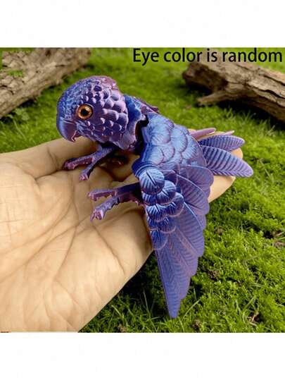 3D Printed Multi-Joint Parrot Figurine - Outdoor Garden, Gardening Decor, Realistic Feather Texture Craft - Bird Collection Toy - Random Eye Color - Holiday Birthday Creative Gift