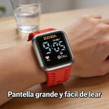 ZOEA Sports Smartwatch With Breathable Perforated Strap + Square Touchscreen + Fitness Style + Daily/Sport Use + Smartwatch - 紅色 - 查看 3