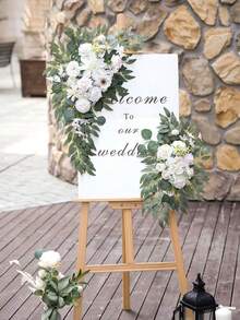 3 piezas de arco de flores de follaje artificial - Decoración de arco de boda con pasto pampa verde, 20 pies de tela brillante blanca para ceremonia y recepción de boda, baby shower, cumpleaños, celebración de graduación, decoración de fiesta de jardín (pasto pampa verde) - Multicolor - Ver 5
