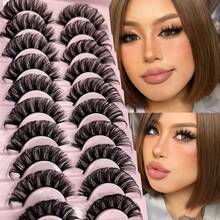 10 Pairs Natural-Looking & Long-Lasting Full Strip False Eyelashes, Realistic DD Curled Lashes - TK02 - View 5