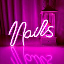 1pc Nails Neon Light Sign, USB Or Battery Powered, Nail Neon Light Sign, Fragrance-Free, Suitable For Nail Salons, Beauty Rooms, Bedrooms, Hair Salons, Indoor And Outdoor Use, Bars, Valentine's Day, Children's Day, Mother's Day, Christmas And Other Holidays Decoration, Perfect Gift For Birthday And Christmas - White - View 2