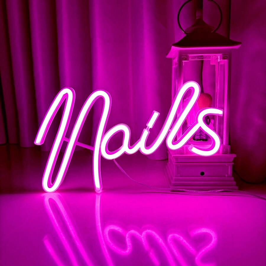 1pc Nails Neon Light Sign, USB Or Battery Powered, Nail Neon Light Sign, Fragrance-Free, Suitable For Nail Salons, Beauty Rooms, Bedrooms, Hair Salons, Indoor And Outdoor Use, Bars, Valentine's Day, Children's Day, Mother's Day, Christmas And Other Holidays Decoration, Perfect Gift For Birthday And Christmas