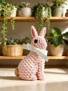 1 Set de Figura Tejida de Conejo (Incluye Cinta Blanca) - Diseño de Conejo Adorable, Adecuado para Colocar en la Sala de Estar o el Balcón para Crear una Atmósfera Cálida y Encantadora, Opción Popular para la Decoración del Hogar de Moda, Se Puede Usar para Crear Decoraciones Únicas para Interiores y Exteriores. Decoración de Pascua, Regalo de Pascua. - A - Ver 7