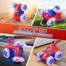 蜘蛛遙控車 RC 玩具車，酷炫可充電特技 RC 車，360度翻轉 4WD 輪胎配亮光，適合 4 5 6 7 8 9 10 11 12 歲兒童生日或聖誕節的趣味戶外玩具禮物 - 彩色 - 查看 5