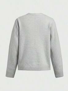 Cárdigan corto holgado para mujer, color sólido, cuello redondo y manga larga, cómodo y elegante, ideal para uso diario en primavera y verano - Multicolor 2 - Ver 2