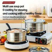 10pcs Stainless Steel Pot Set] 10pcs Stainless Steel Pot Set, Multi-Size Cooking Pots With 5 POTS + 5 LIDS | Deep Stock Pot, Suitable For Home And Restaurant Cooking, Soups, Hot Pots, Noodles, Pasta, Seafood Soups - View 6