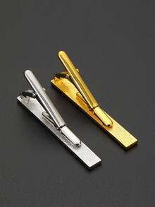 1pc Minimalist Brass Rectangular Enamel Tie Clip, Everyday Wear For Men - Geometry - View 4