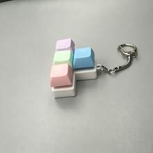 1 pieza Llavero con botón de cubo de macarrón, juguete antiestrés, regalo creativo - Multicolor - Ver 8