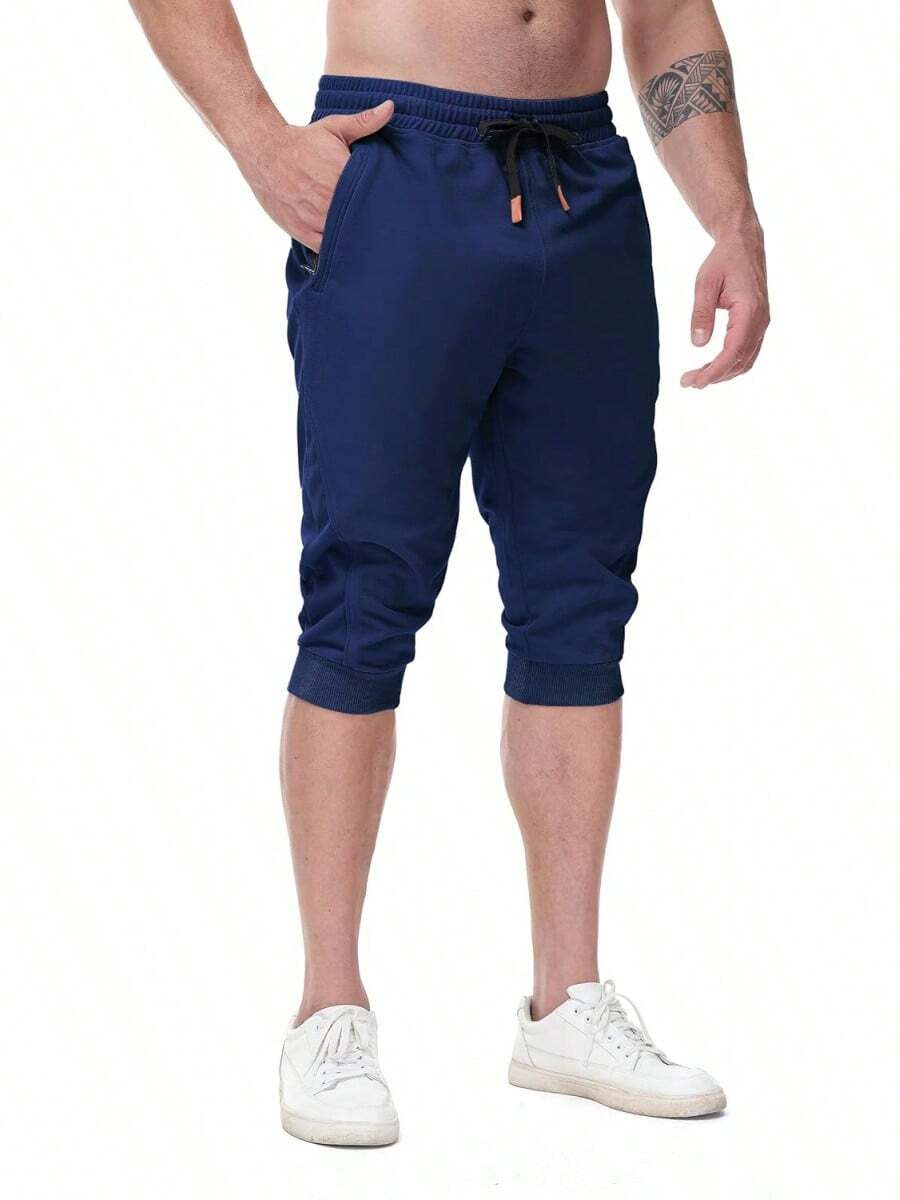 Men's Casual 3/4 Jogger Pants For Gym Training And Workouts - 海軍 - 查看 1