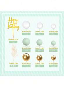 50pcs Green Tone Foam Ball Cake Decor, Bohemian Style Cake Decoration, Green & White Pearl Foam Balls, Wedding Anniversary Baptism Gender Reveal Party Birthday Mother's Day Bachelorette Party Cake Decor (Do Not Directly Touch Cake, Please Use White Tube) - Green - View 10