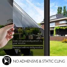 Window Film One Way Mirror Tint Vinyl Daytime Privacy Static Non-Adhesive Decorative Heat Control Anti UV Window Covering For Home And Office Black Silver - 1PC - View 1