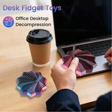 3D立体感官星形玩具，带手柄，成人减压玩具，多色娱乐套装，带来迷人乐趣，彩色分形立体，六边形旋转螺旋星形玩具，办公桌减压玩具，旋转螺旋减压玩具 - 彩色 - 查看 5