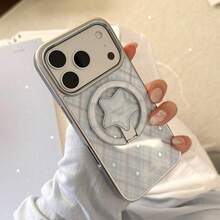 GUCADI 银边磁吸镀金星形图案 + 蓝色染色星形磁吸支架韩版蓝色手机壳，适用于 17 Pro Max，磁吸支架适用于 16，镀金星形图案适用于 14，电镀，时尚，独特，创意，简约风格，清新，小众，奢华，ins 风格。 - 藍色 - 查看 2