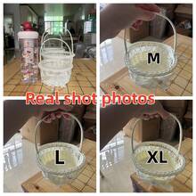 装饰花篮，花童花篮，简约清新手工编织圆形花篮，派对礼品篮 - 彩色 - 查看 9