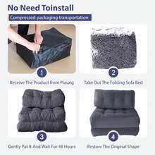 Foldable Sofa Bed, Extendable Armchair With Cushions, Mattress With Back Support, Portable Sofa Bed, Comfortable Floor Sofa For Living Room And Bedroom - 深灰色 - 查看 6